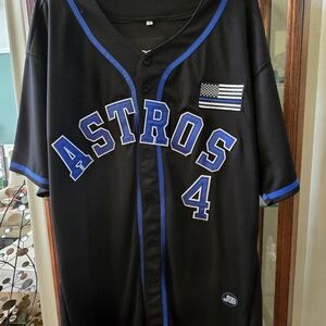 Unbranded Astros Black & Royal Blue Baseball Jersey SPRINGER #4 Thin Blue Line